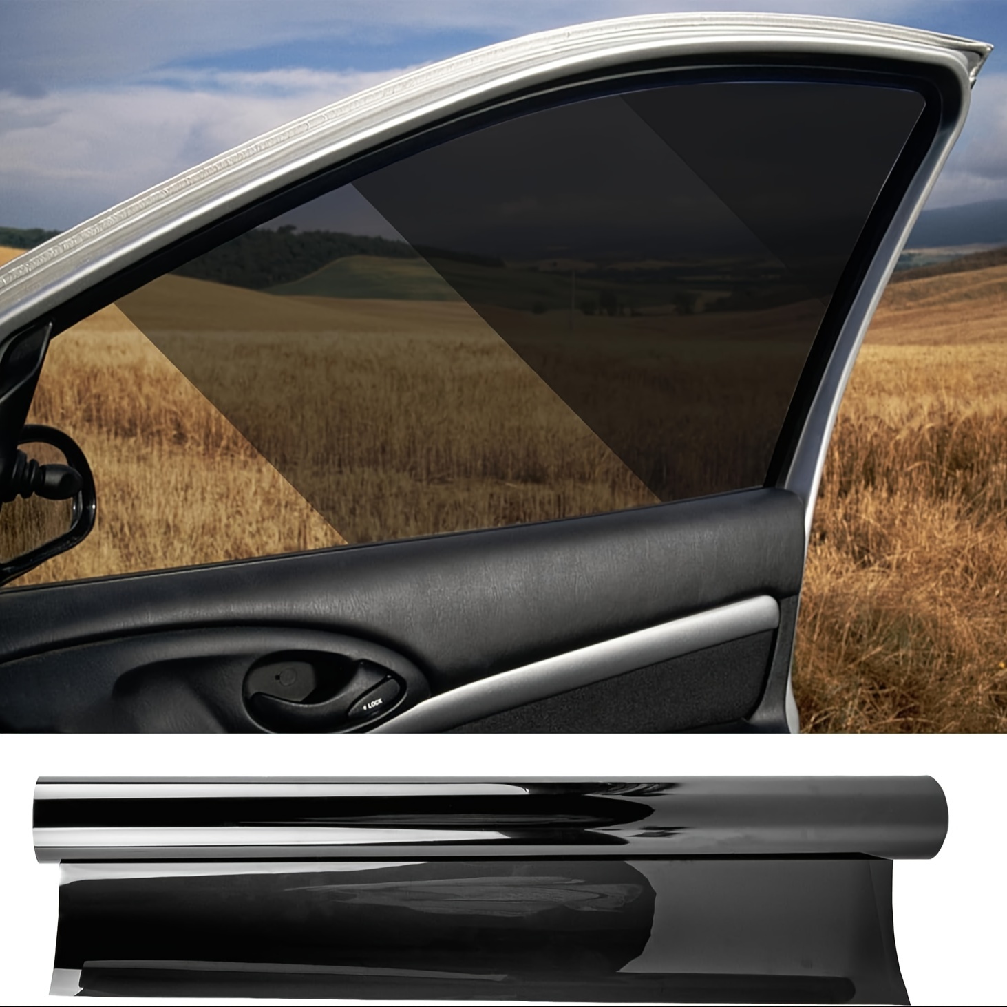 Film teinté caméléon pour vitres de voiture, film de protection solaire  bleu foncé résistant aux rayures 65 % VLT pare-brise pare-soleil chaleur et  bl