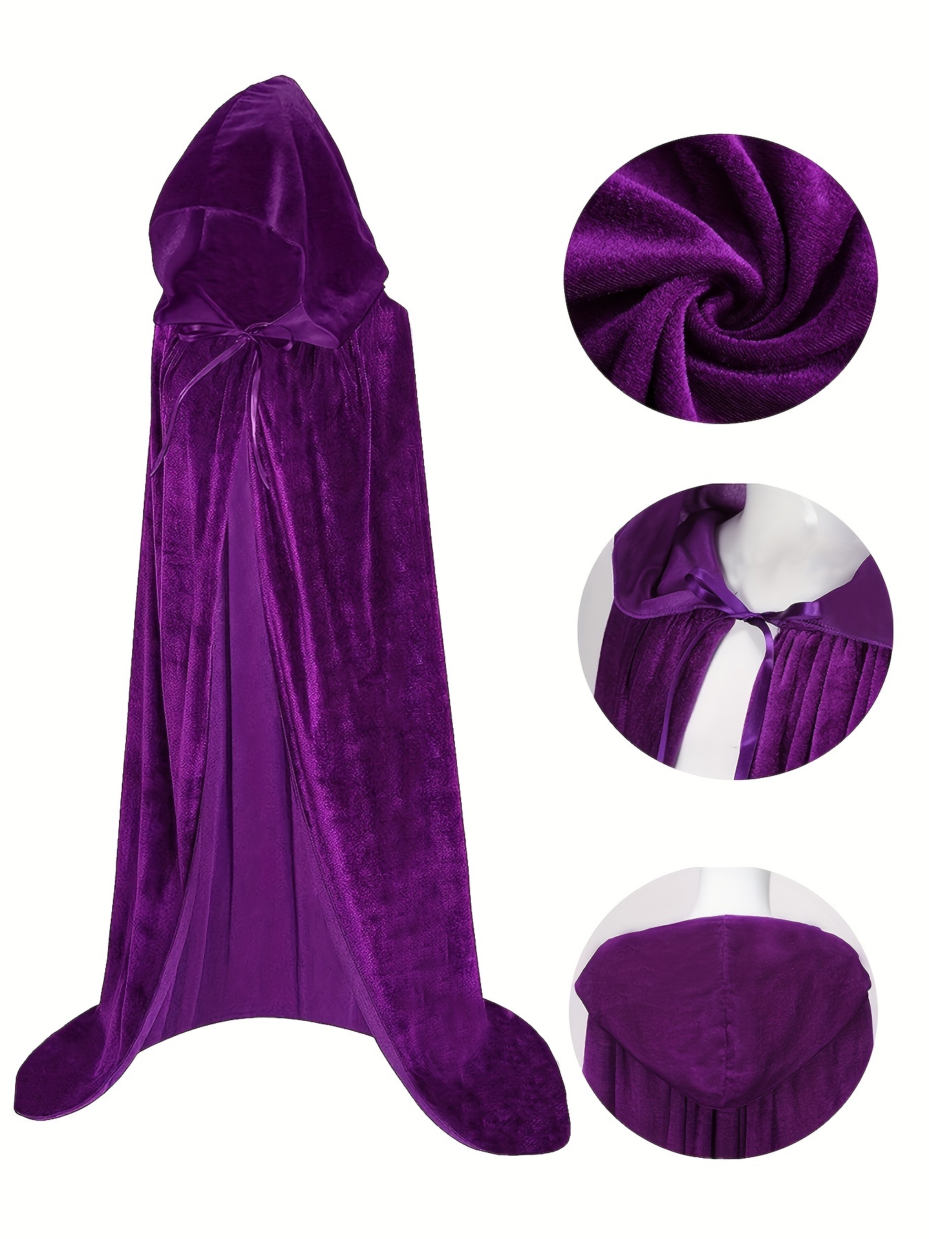 Capa con capucha púrpura para mujer terciopelo medieval mago capa con  capucha
