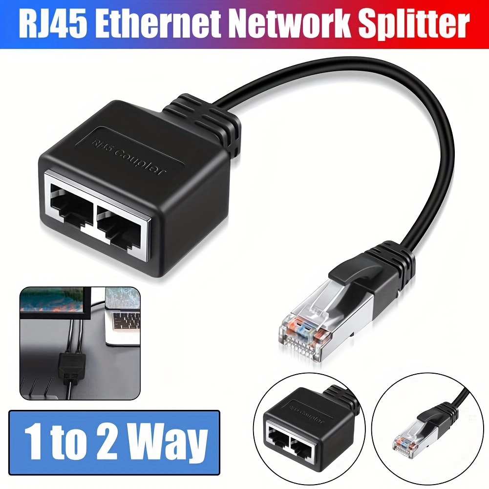 RJ45 Splitter Adapter 1 to 2 Way Dual Female Port CAT5/6/7 LAN Ethernet  Cable US