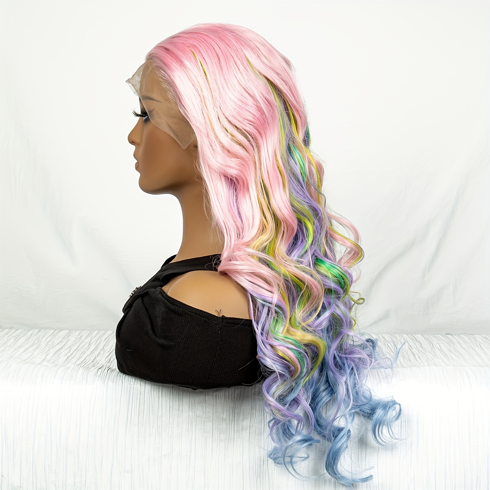 Mixed Color Long Body Wave Hair Wigs Rainbow Color 13 3 Lace Temu