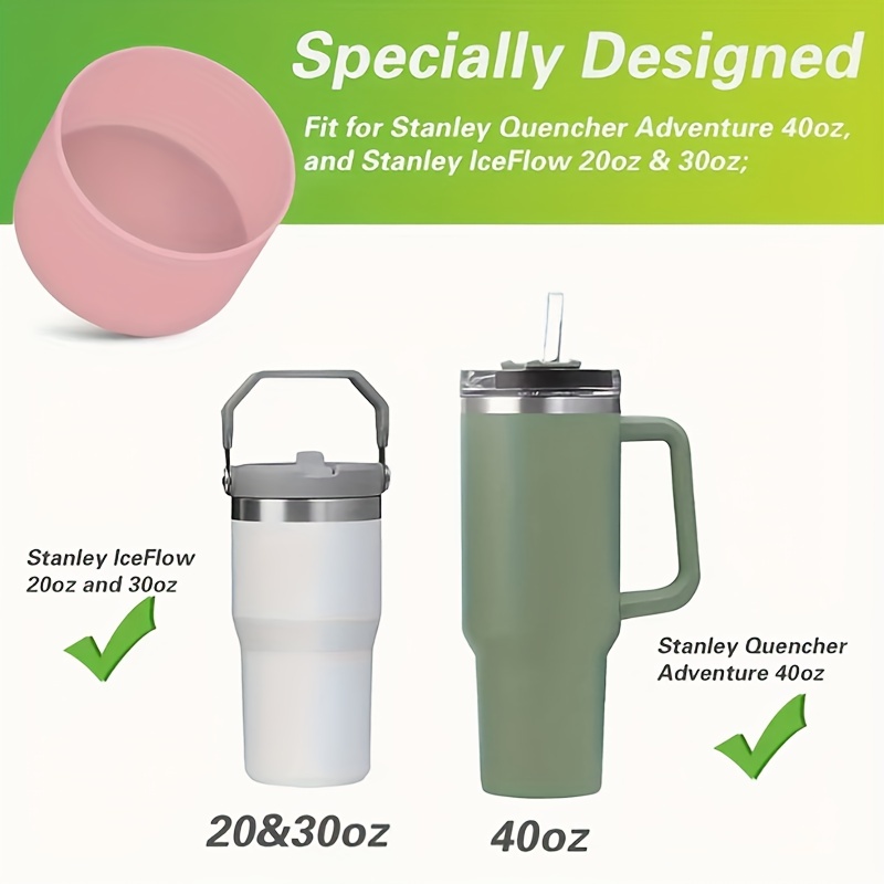 2Pcs Protective Silicone Boot For Stanle y Quencher Tumbler 30 oz 40 oz &  IceFlow 20oz 30oz & Wide Mouth Water Bottle 12-24oz - Cup Bottom Sleeve -  Stanle y Cup Accessories, Clear 
