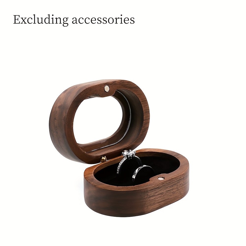 Wooden Flip Ring Storage Box Ring Jewelry Jewelry Box Lined - Temu