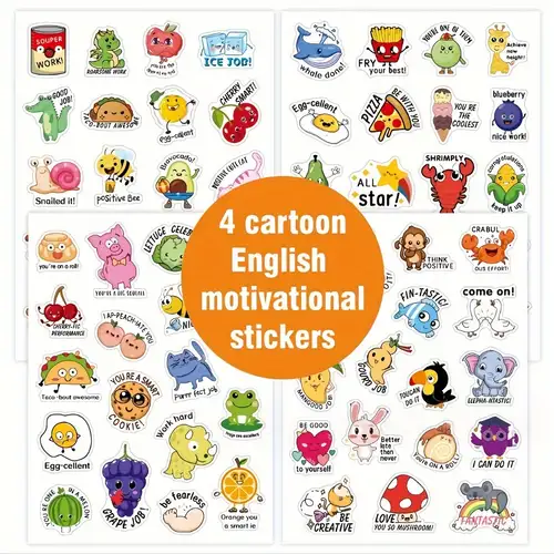 Cartoon Inspirational Affirmation Stickers Learning Reward - Temu