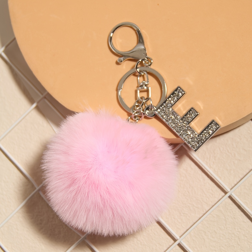Pink Creative Letter Liquid Keychains 26 Glitter English Alphabet Ball Car  Bag Tassels Pendent Crystal Glitter Ball Keyring (Color: J)