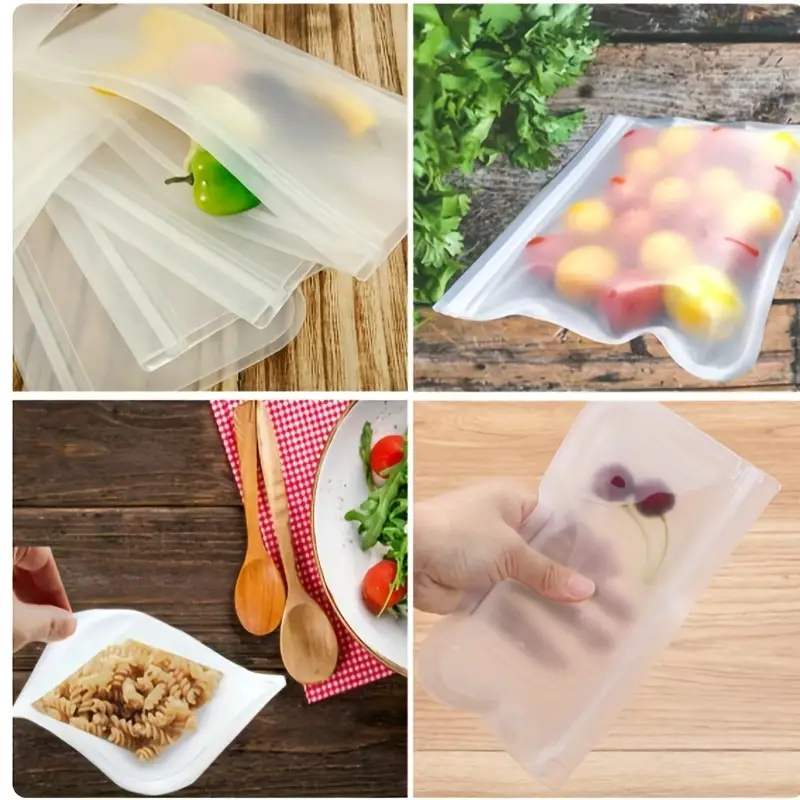 Vacuum Sealer Bag, Reusable Silicone Zipper Bags, Airtight Fresh-keeping Bag,  Anti-odor Leak Proof Freezer Bag, For Liquid Lunch Sandwiches, Cured Meat,  Fruits And Vegetables, Home Kitchen Supplies - Temu
