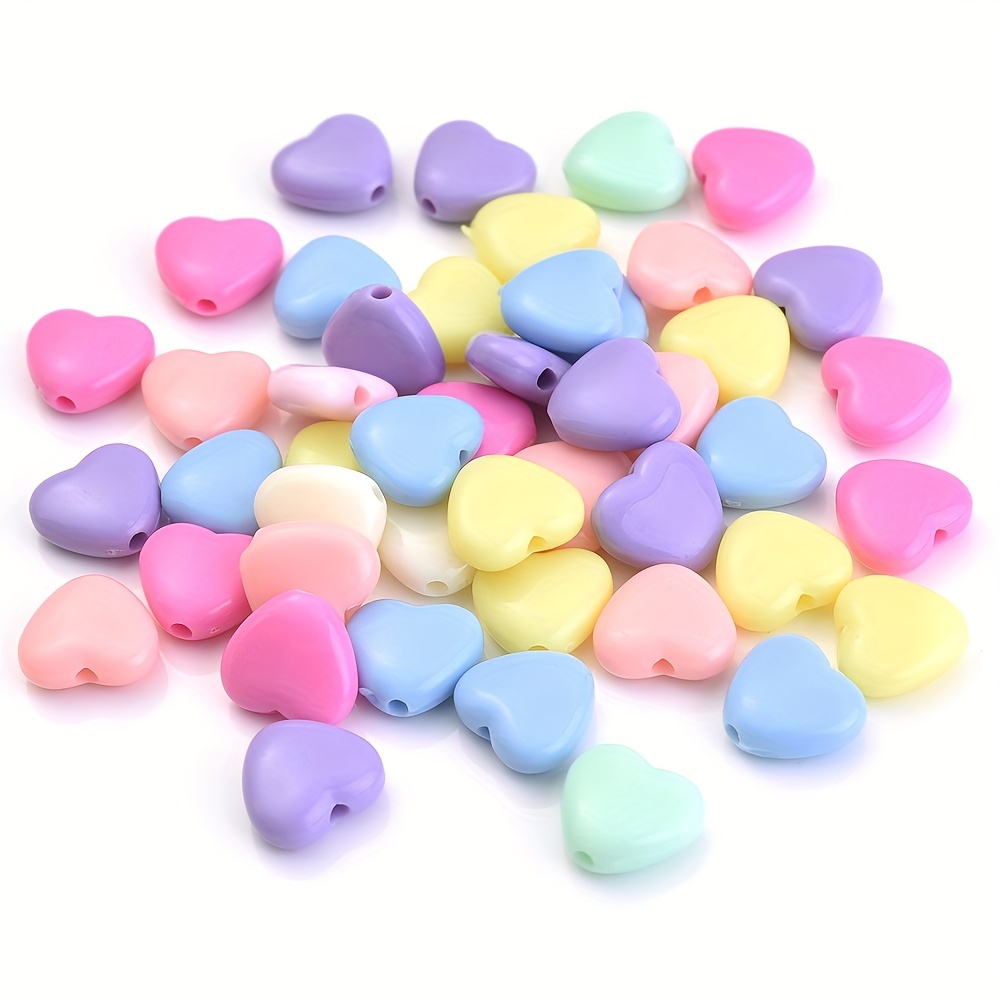 Mix Heart Spacer Beads Candy Color Acrylic Heart Beads - Temu