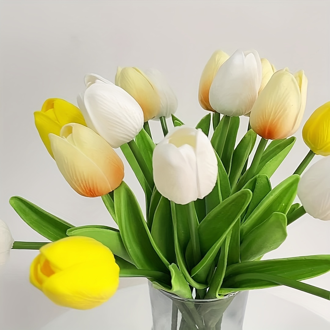 10 piezas tulipán color salmón, tulipán de silicona de lujo, ramo falso de  tulipanes, tulipanes artificiales decorativos, flores artificiales únicas -   España
