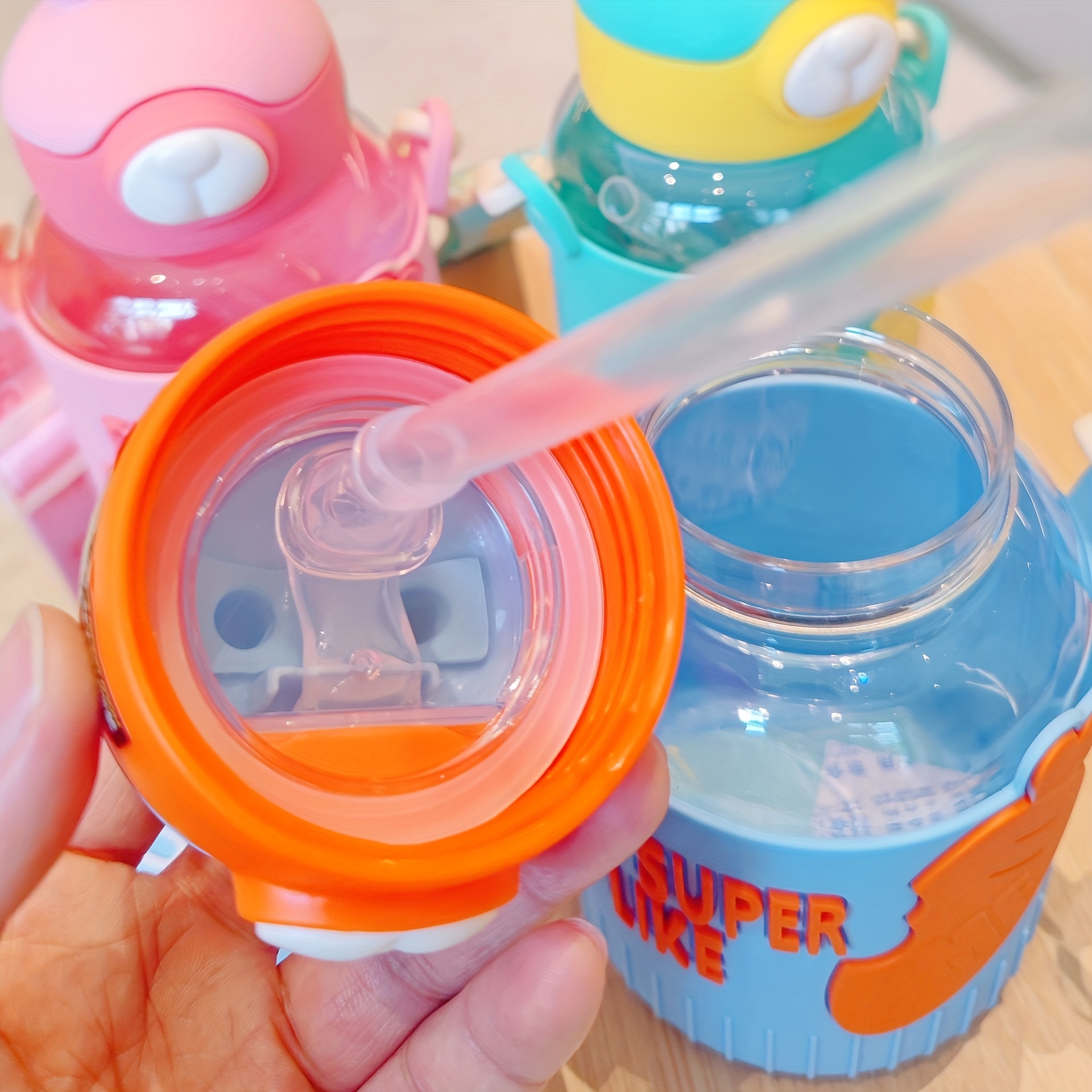 Cute Rabbit Separate Straw Cup Portable Plastic Lightweight - Temu