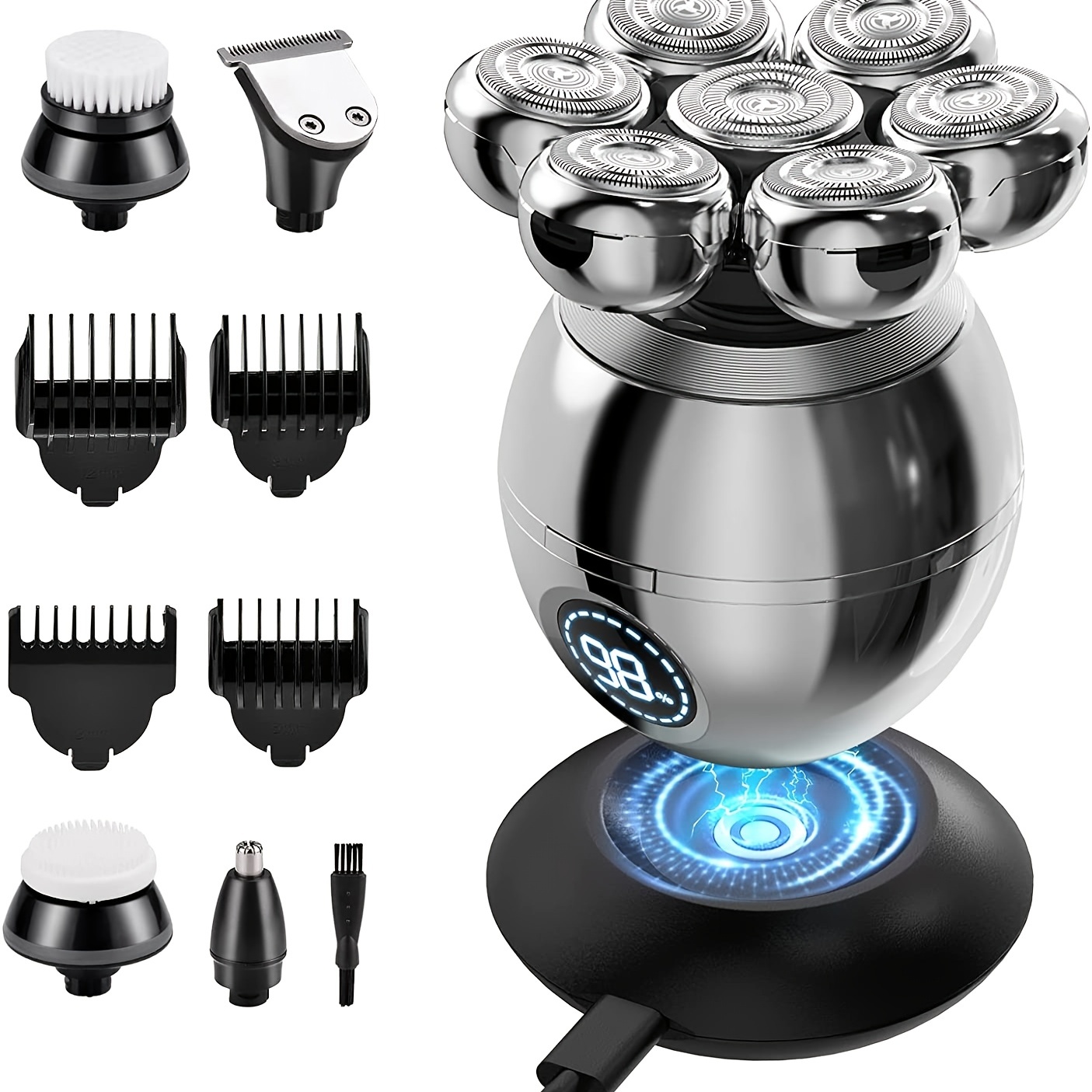 7D Head Shaver For Men - 6 in 1 LCD Display - Bald Head Shavers - Wet Dry Electric Razor - Free Shipping & Returns