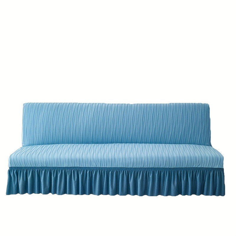  Funda grande para sofá cama sin brazos, funda de sofá plegable  elástica a prueba de polvo, elástica, extraíble, jacquard-azul cielo-L  (63.0-74.8 in) : Hogar y Cocina