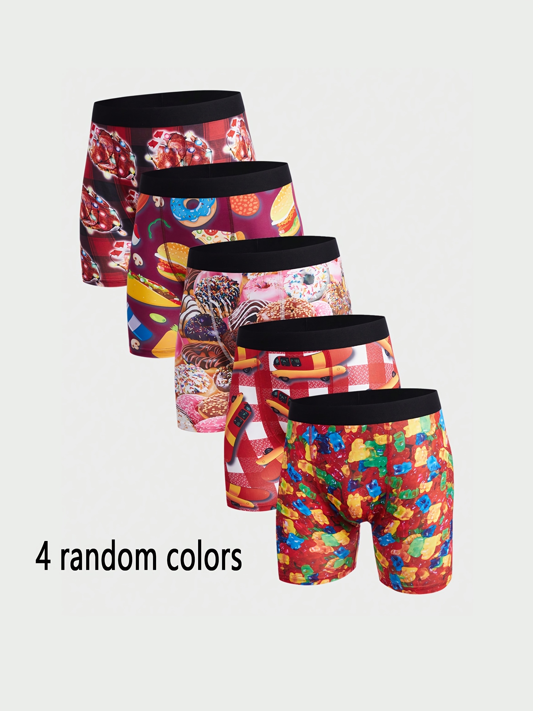 Men's Fashion Food Pattern Print Novelty Funny Boxer Briefs - Temu