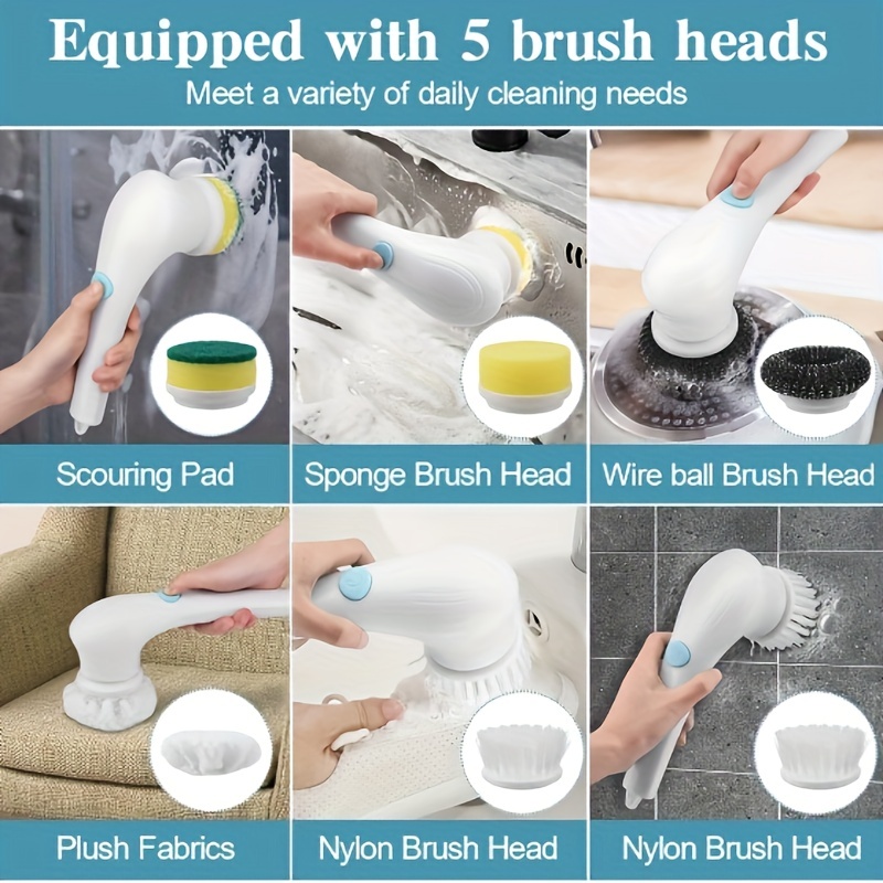 Electric Cleaning Brush 5 In 1 Handheld Kitchen Cleaner - Temu