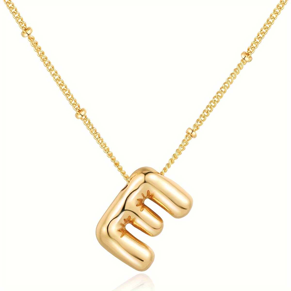 Bubble Letter Necklace With Balloon Initials & Puffy Alphabet Pendant - Dainty Bubble Letter Jewelry Suitable For Women &, Name Gift For Parties, Birthdays, Showers, Casual Attire