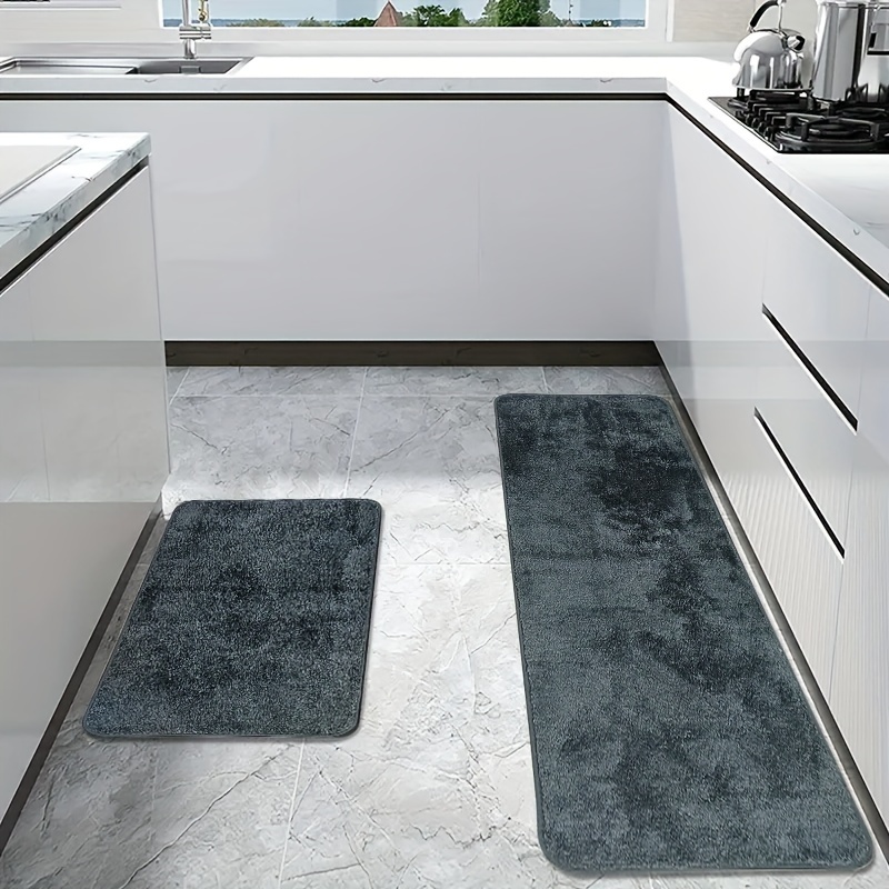 2pcs Plush Absorbent Bathroom Floor Mat Non slip Kitchen Mat Machine Washable