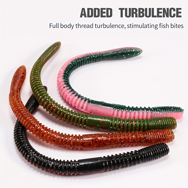 5pcs 3.94in/0.18oz Soft Earthworm Lures, Worm Fishing Bait, Biomimetic Bass  Fishing Lure For Saltwater Freshwater