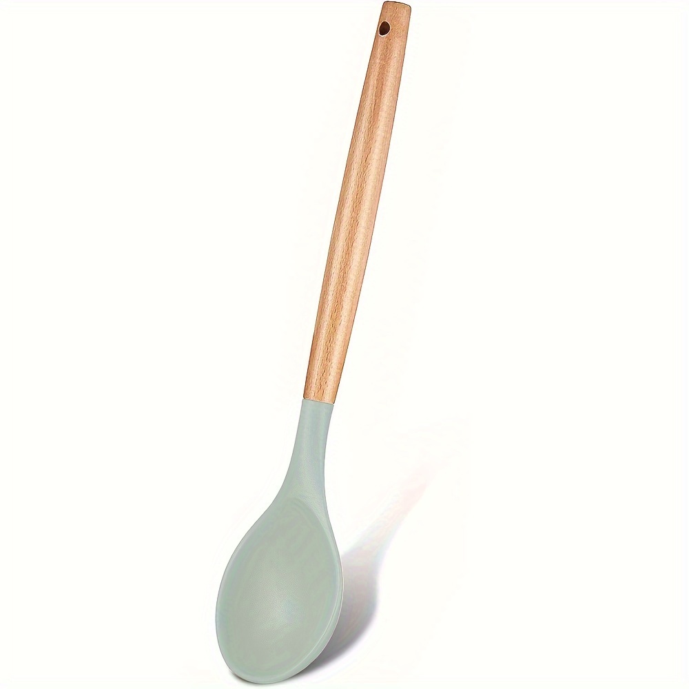 Silicone Spoon With Wooden Handle, Spatula For Nonstick Pan,  Heat-insulation Heat-resistant Spoon For Rice Cooker, For Home Kitchen  School Dormitory, Practical Kitchen Tools - Temu