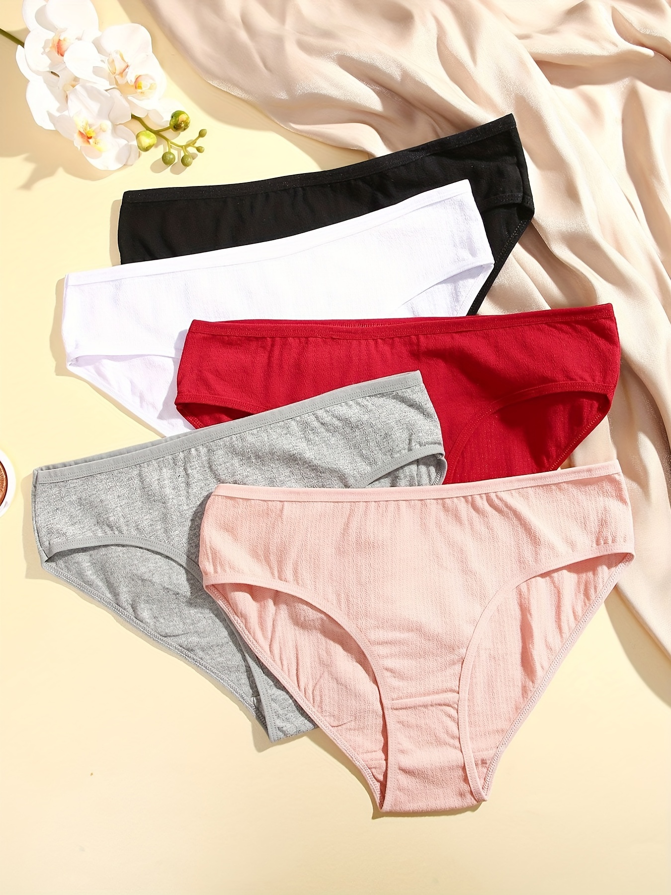 Women's Thongs Underwear Cotton Breathable Low Hipster - Temu