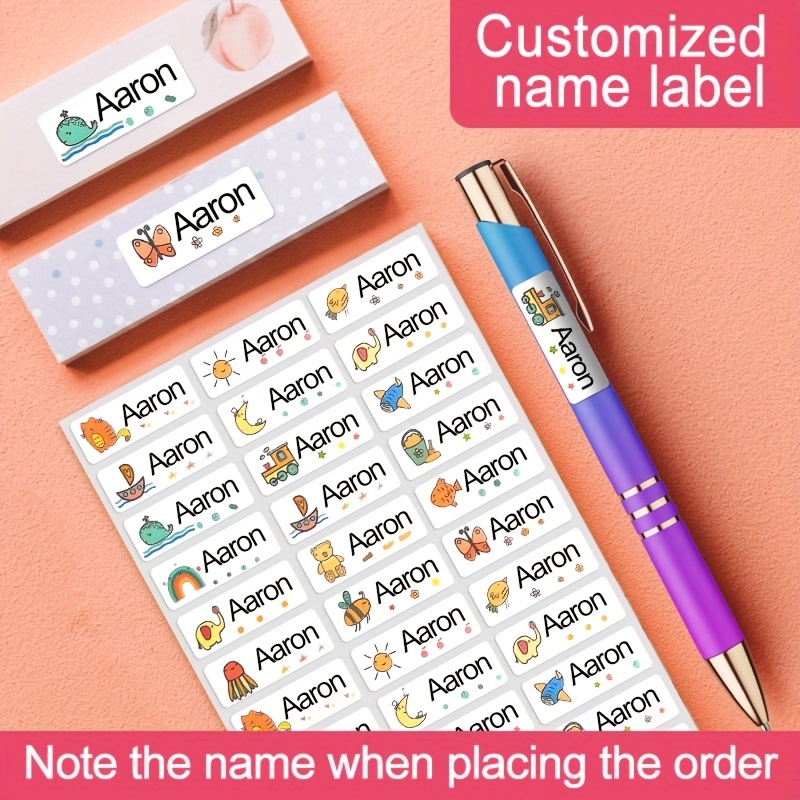 120 Pcs Personalized Labels for kids,Custom Name Tag Stickers Labels Waterproof for School Supplies,Water Bottle,Lunch Box,Toys(2.3 x 0.4 in)