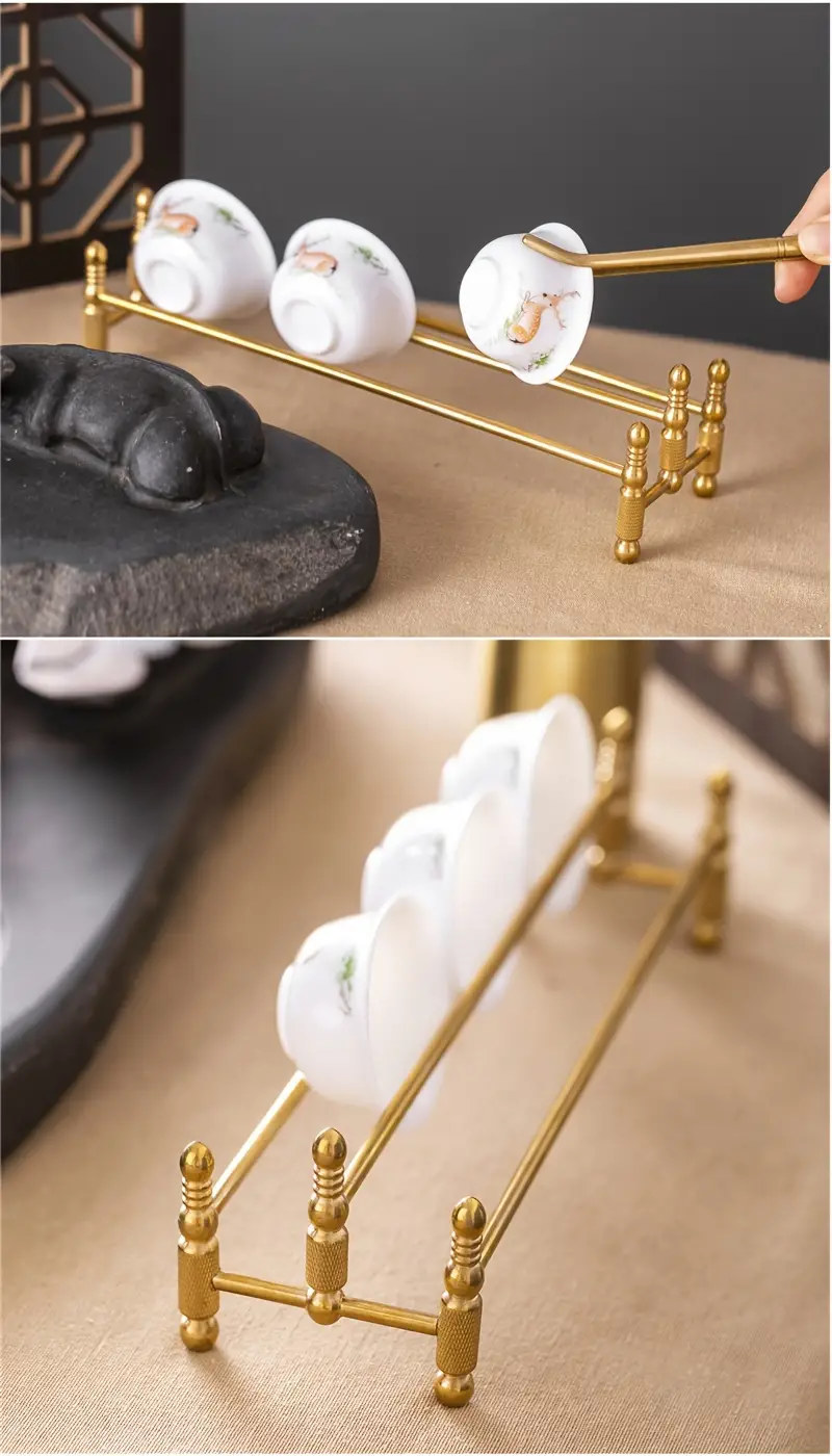 Pure Copper Tea Cup Holder Tea Set Drain Holder Brass Glass - Temu