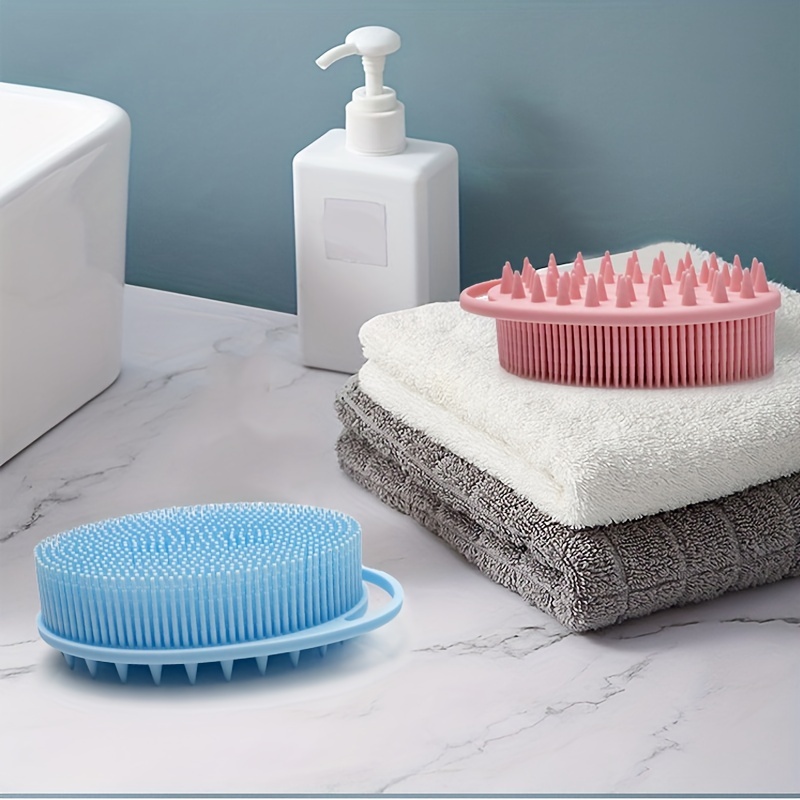Silicon Massage Bath Brush Hair, Silicon Wash Scrubber, Cleaner & Massager, Soap  Dispenser