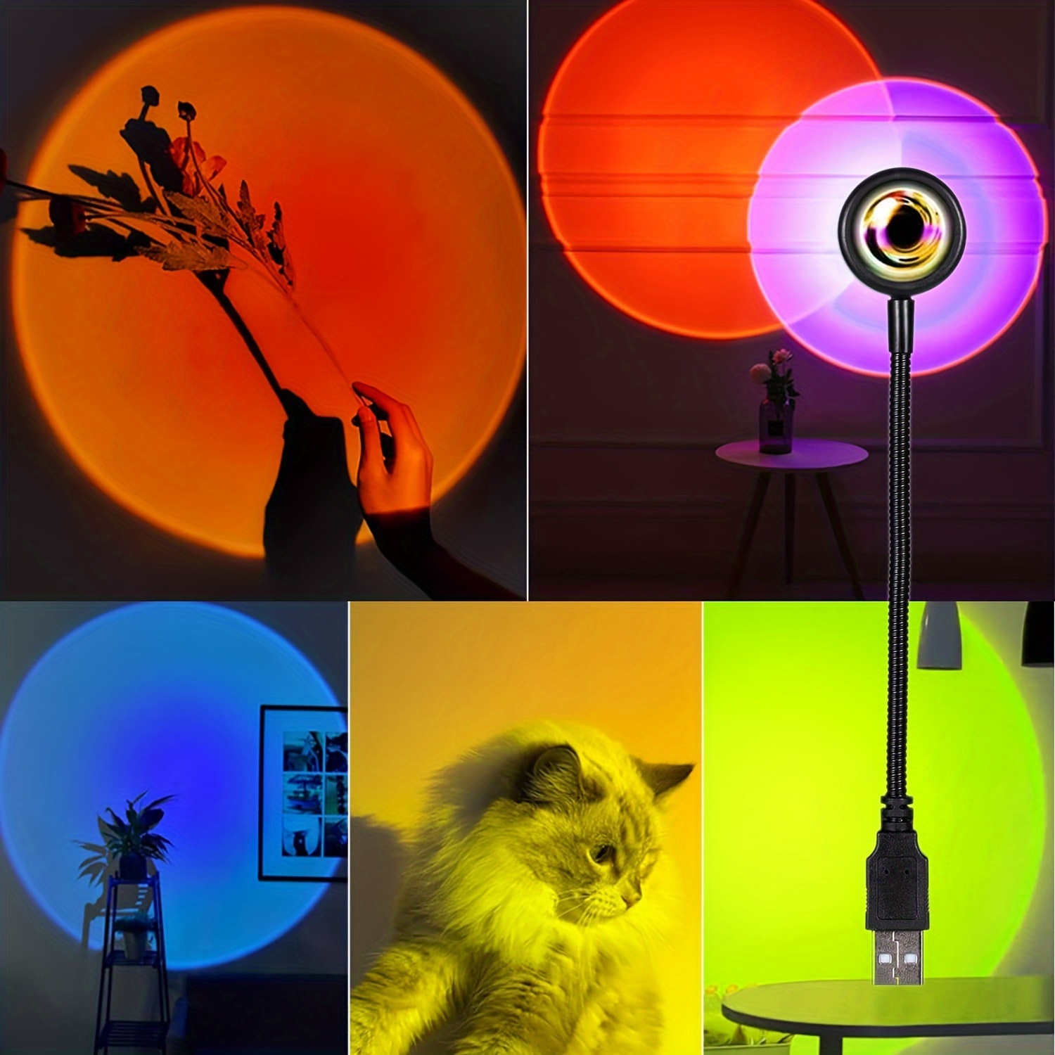 1pc Led Sunset Light For Bedroom Projection Lamp Rainbow Ambiance Mini Desk  Lamp - Home & Kitchen - Temu Australia