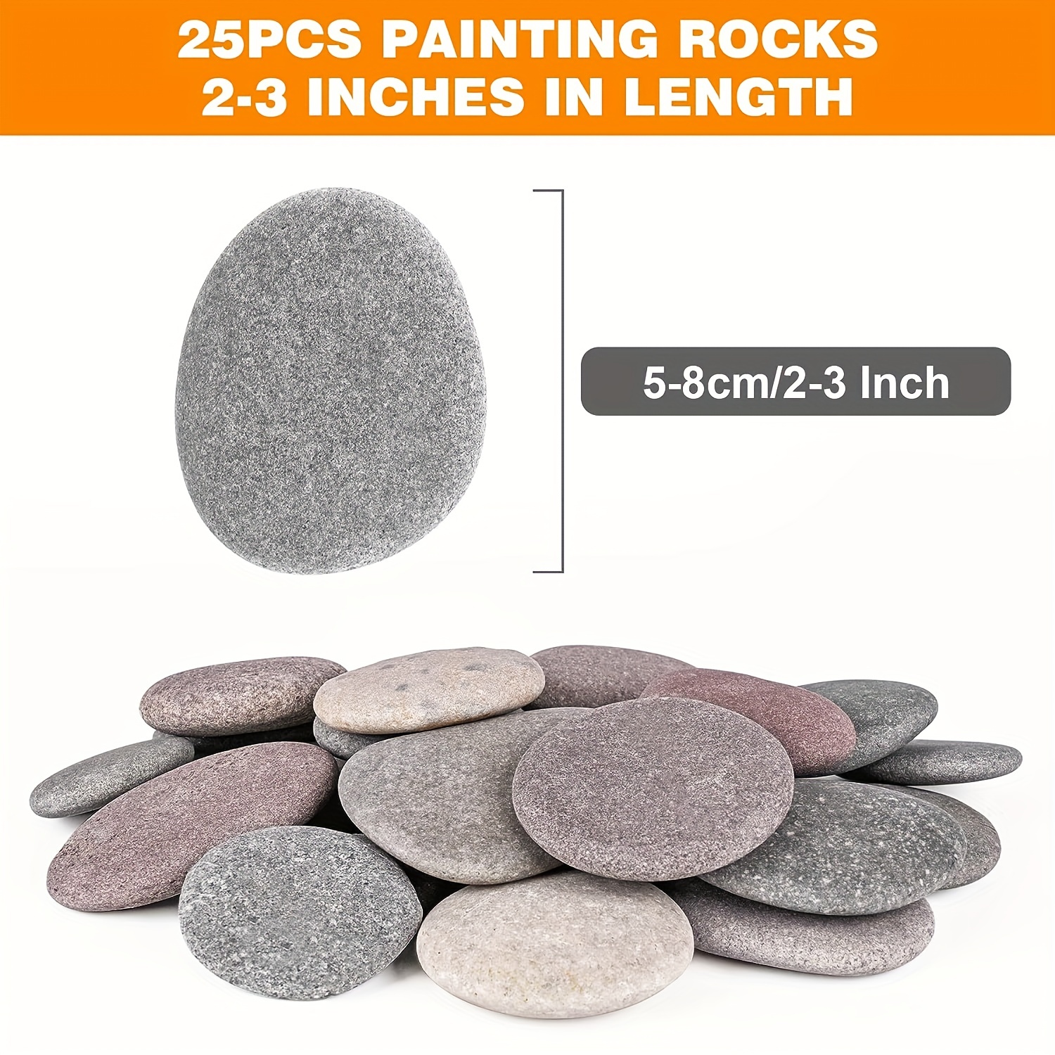 60 Pcs Large Rocks to PaintRiver Rocks for Painting 2-3 Inches DIY Flat  Sto