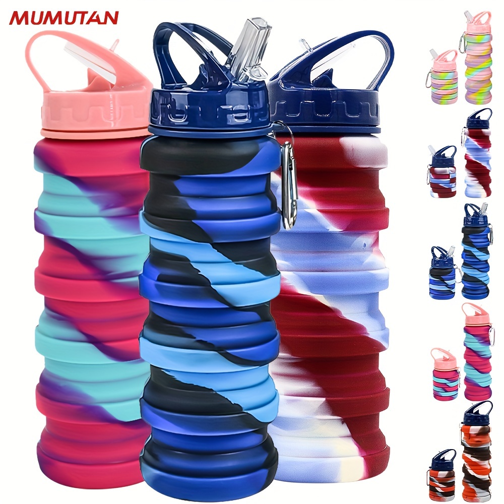 Silicone Collapsible Water Bottles - Foldable Water Bottles for Travel - Silicone Water Bottle - Portable Water Bottle - Expandable Water Bottle 