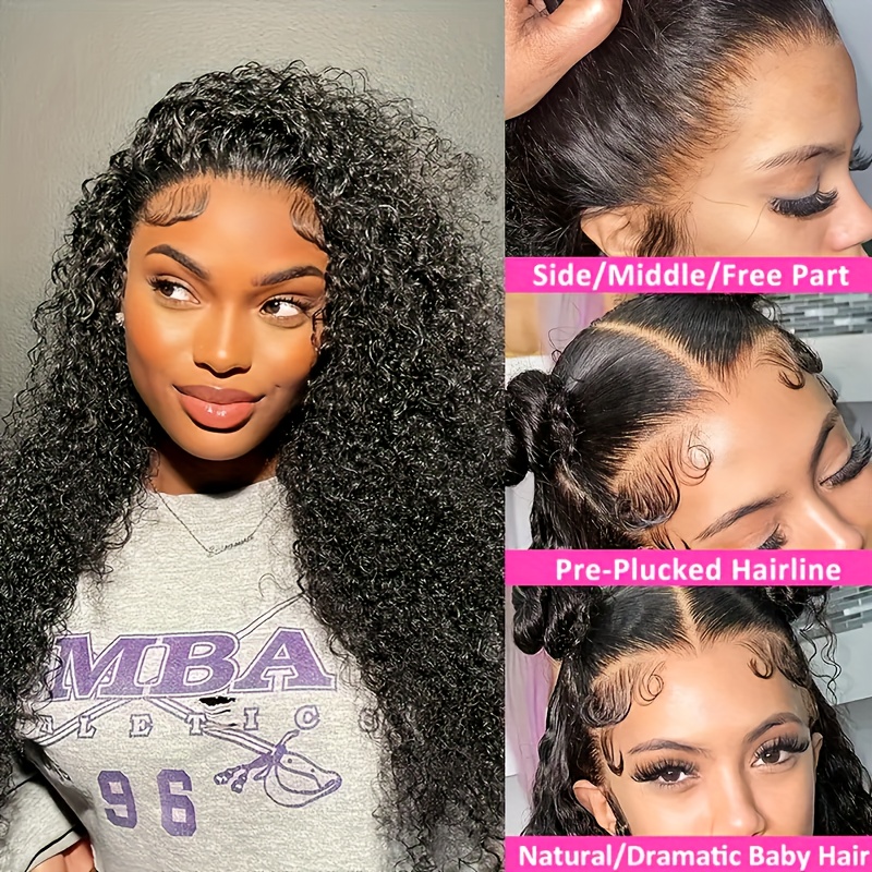 womens natural hair lace front wig 180 density - Temu display picture 1