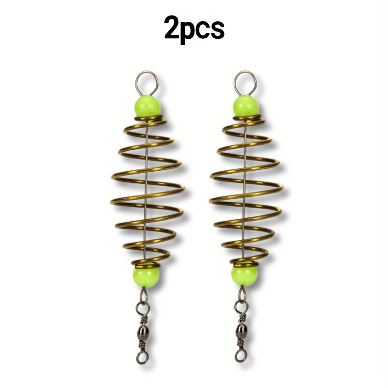 2 Pack Fishing Feeder Cage Durable Fishing Feeder Bait Cage Spring