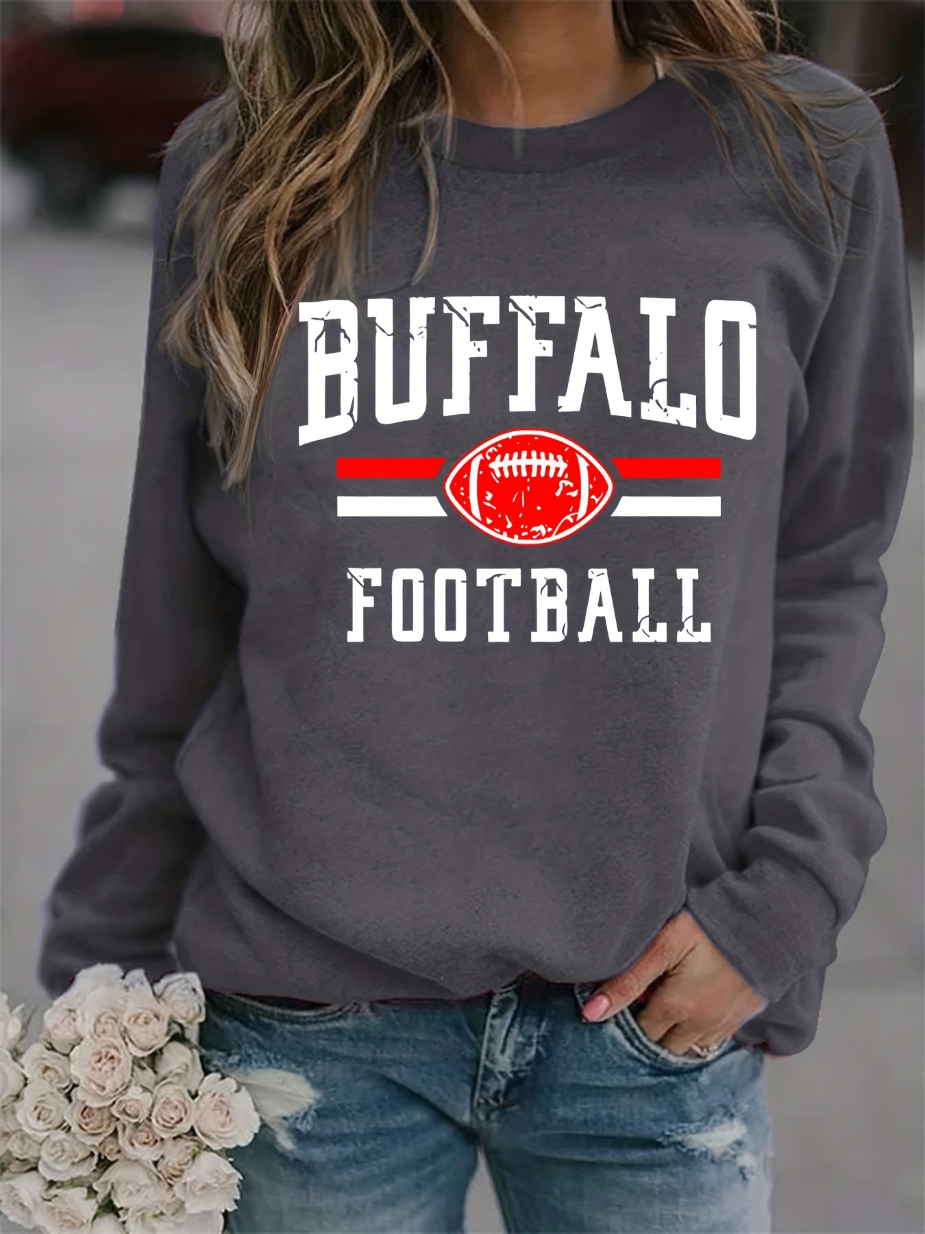 Buffalo Bills Women Crop Top Hoodie Football Casual Pullover Cropped  Sweatshirt