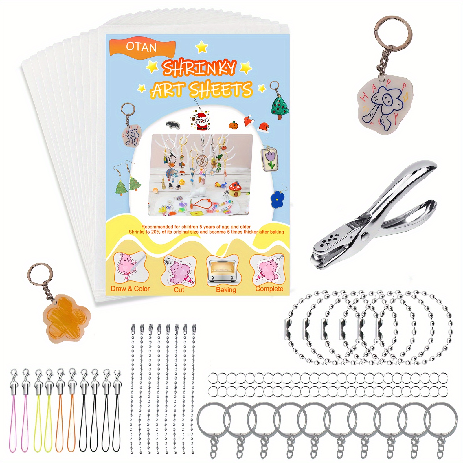 SZSXHW Shrinky Dink Sheets Kit 164pcs Heat Shrink Plastic Paper Printable  Shrink Art Jewelry Kit for DIY Shrink Film Sheets Shrinky Dink Kit Kids  Crafts Ages 4-8 for Birthday Gift : 