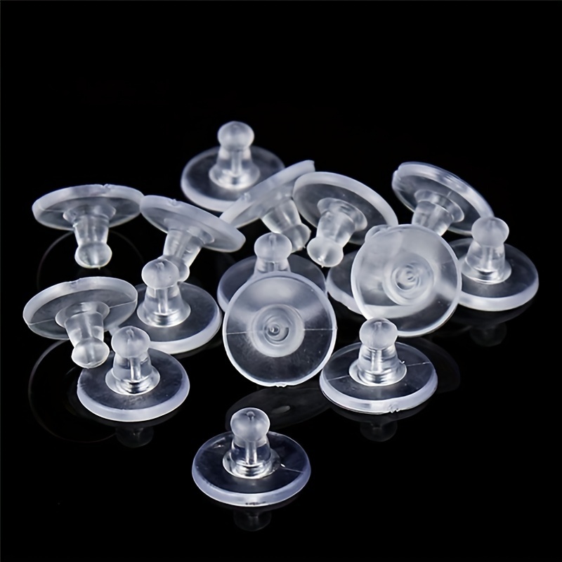 10Pcs Clear Soft Rubber Earring Post Back Backings Ear Stud Caps Stoppers  Plugs