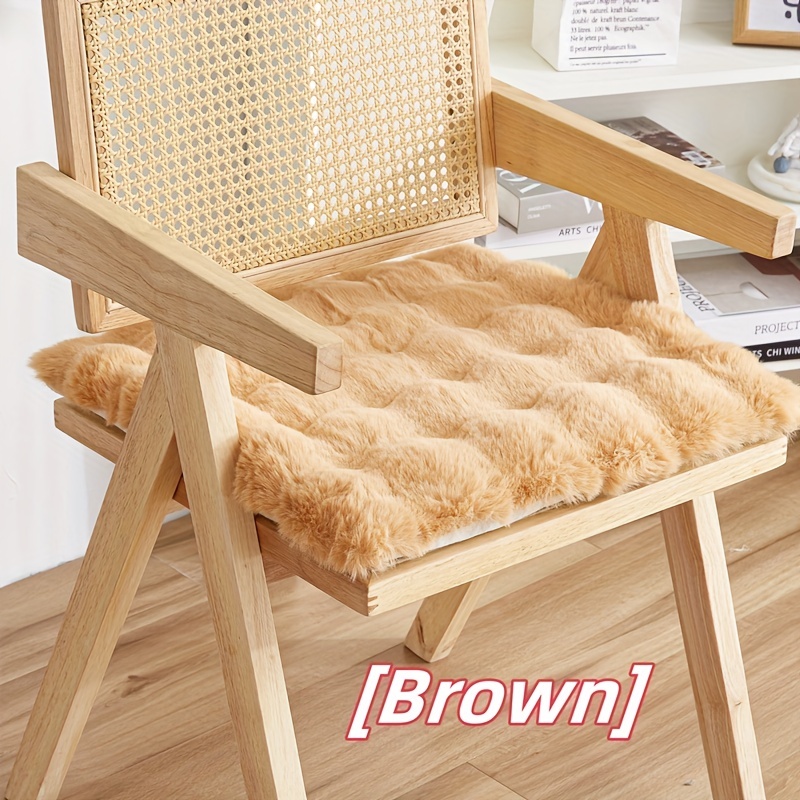 Cojín redondo para silla, cojín de felpa suave, esponjoso, grueso, de lana  de cordero, cojín para silla de oficina en casa, cojín redondo para silla