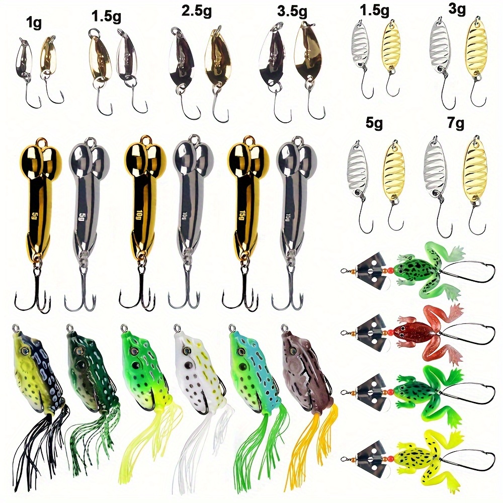 32pcs Fishing Lure Set Including Bionic Frog And Fishing Spoon, Outdoor  Fishing Tackle