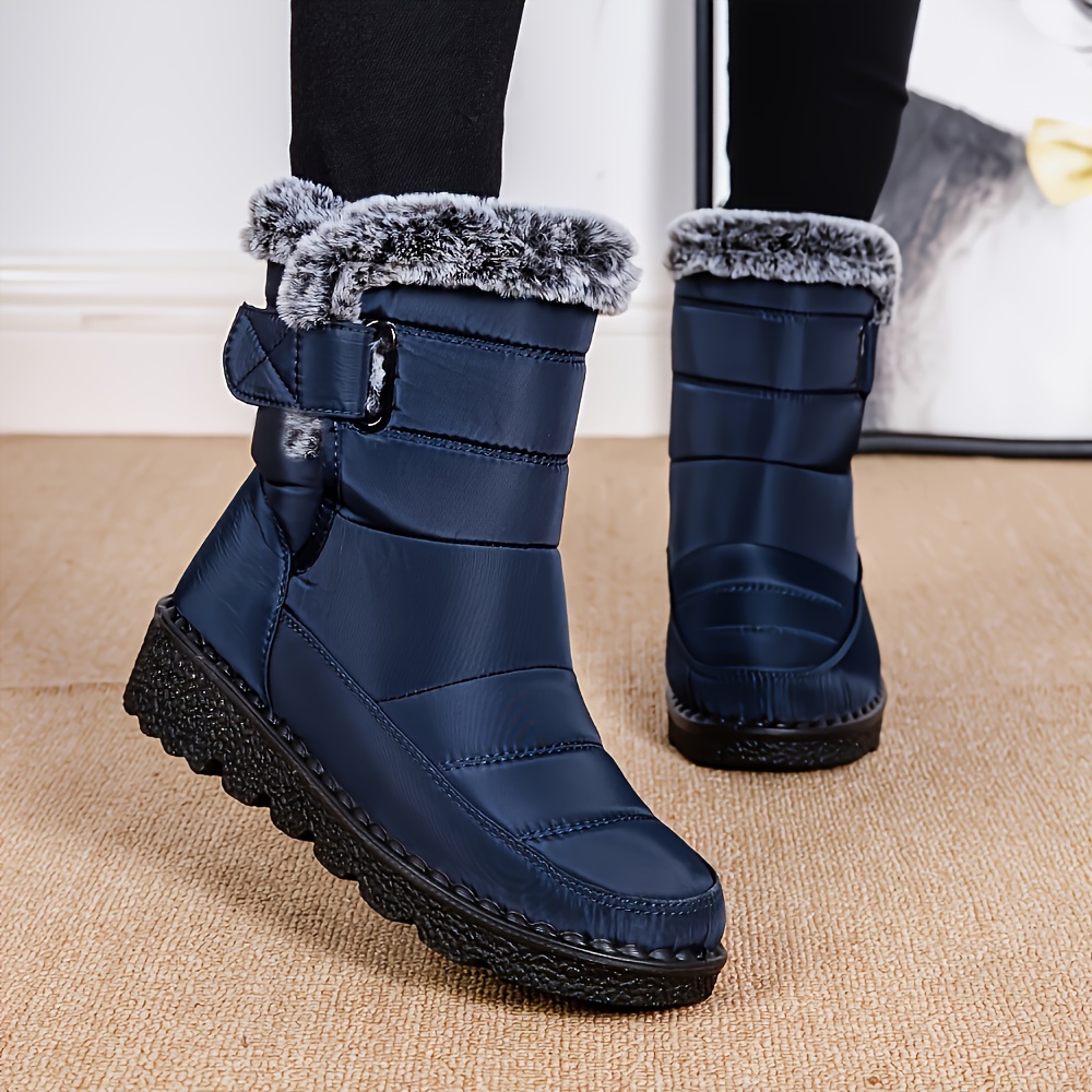 Botas de nieve de invierno para mujer, botas cortas al tobillo,  impermeables, para exteriores, botas de piel forradas
