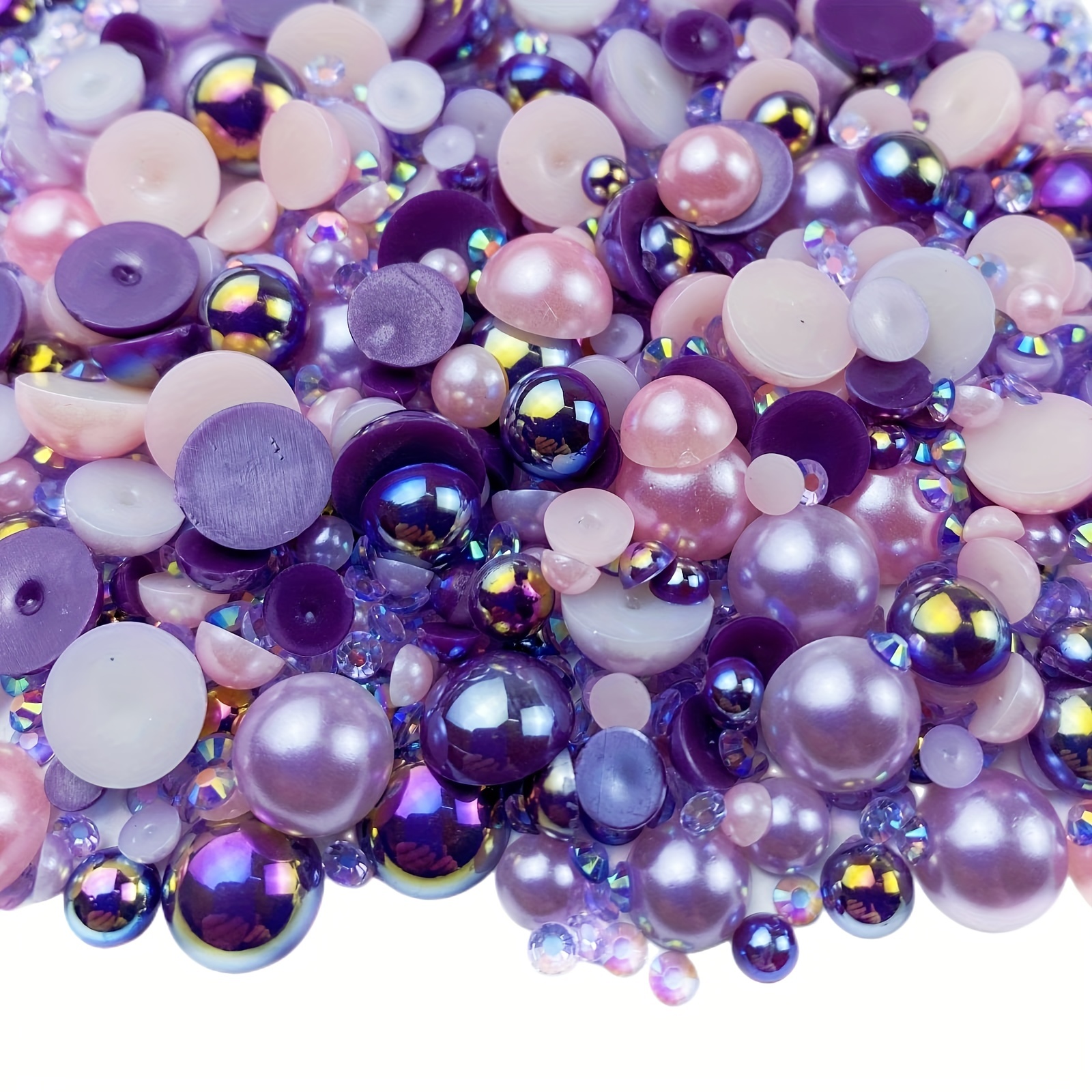 Flatback Pearls And Rhinestone Mixed Size 3mm Ab Color Resin - Temu