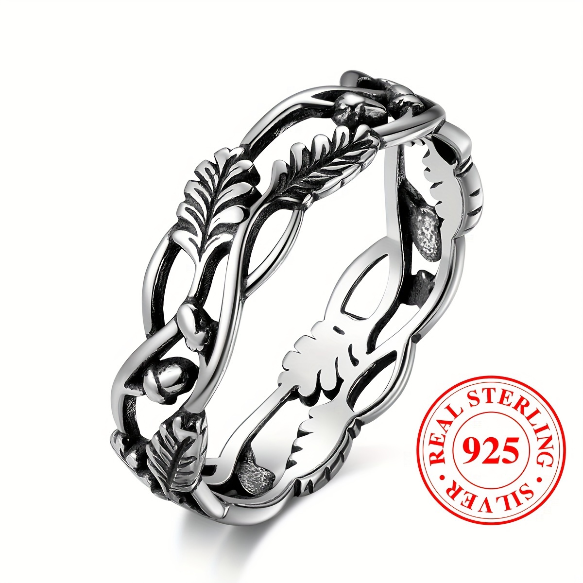 

925 Sterling Silver Band Ring Retro Branch Design Suitable For Men And Women Match Daily Outfits Party Decor High Quality Jewelry