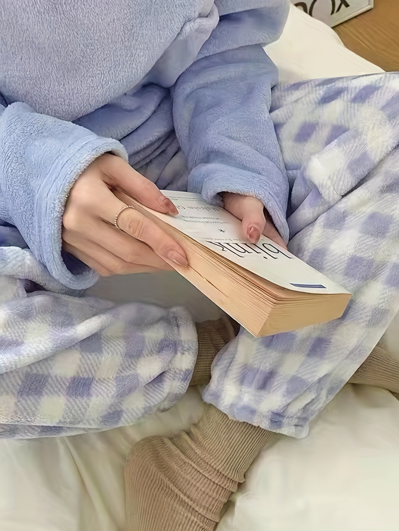 Cozy & Curious Women's Sleepwear 3-Piece Flannel Pajama Set Pajama Top,  Pants and Socks PJ Set for Women 