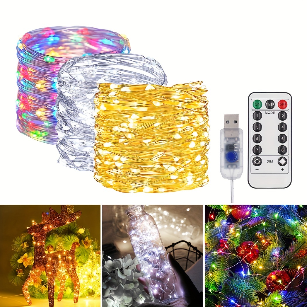 Guirlande lumineuse USB multicolore avec 120 LED - 8 modes et télécommande  - Rideau