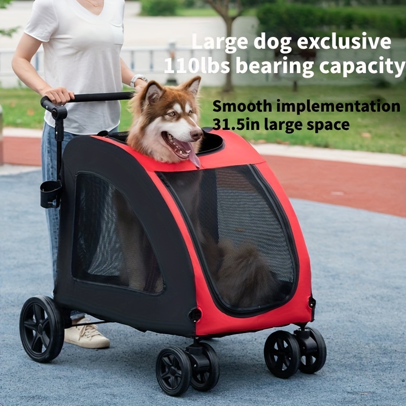 4 Wheel Lightweight Pet Stroller Outdoor Portable Foldable Cart Breathable  Dog Trolley Load Bearing 20kg Carrier