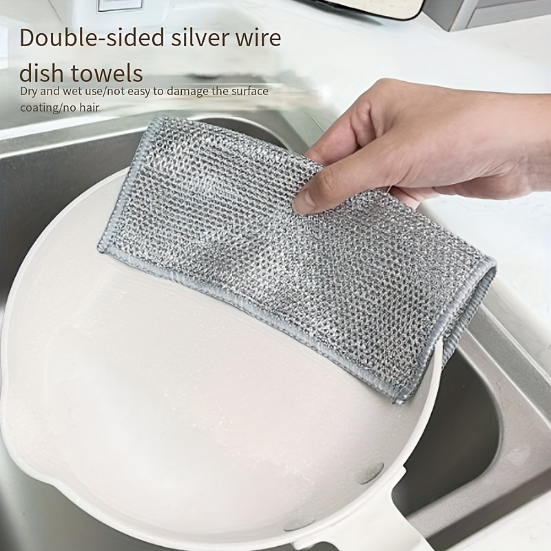 Multipurpose Wire Dishwashing Rags for Wet and Dry, 2023 New  Multifunctional Non Scratch Metal Wire Dishcloth, Reusable Premium Metal  Scrubbing Pads