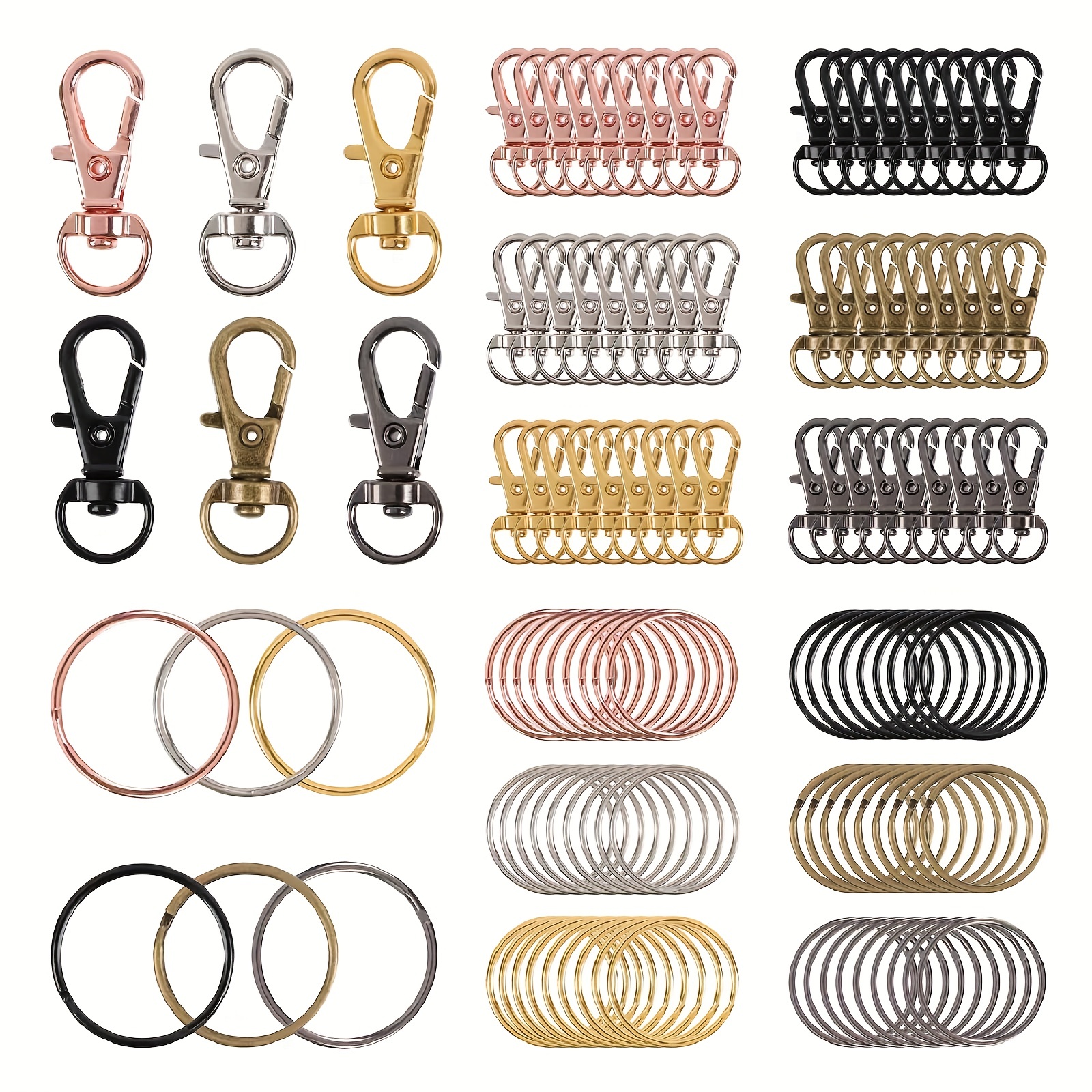 Diy Keychain Making Kit Metal Swivel Snap Hooks Key Rings - Temu United  Kingdom