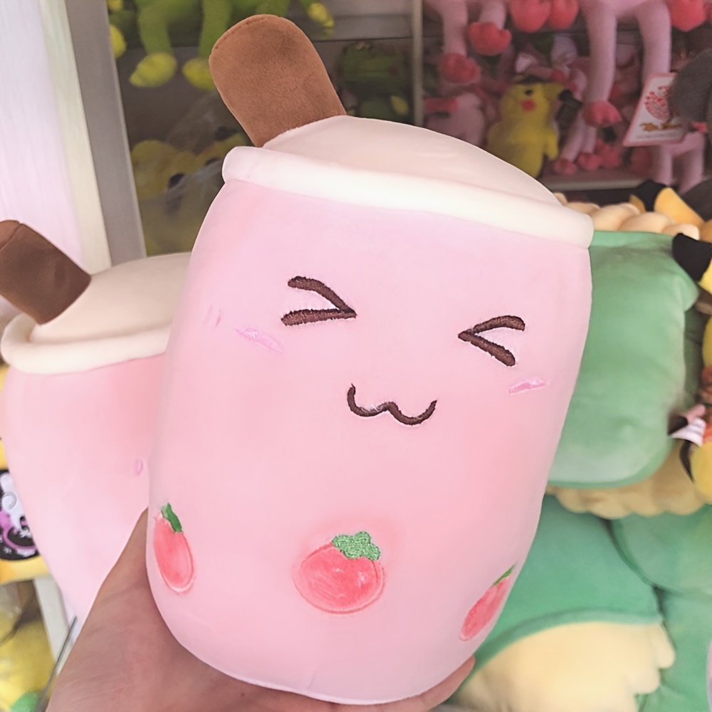 Cute Plush Boba Milk Tea Stuffed Teacup Pillow Soft Bubble Tea Cup Plushie  Toy Kawaii Cartoon Gift for Kids Home Decor Strawberry,50CM 