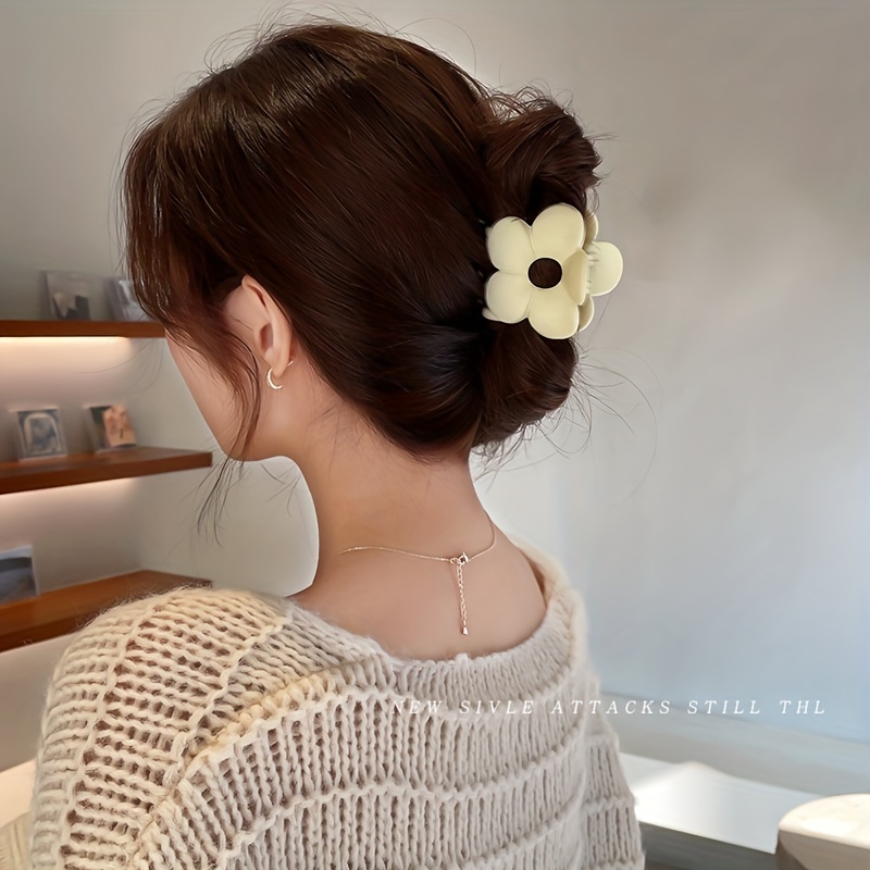4PCS Flower Shape Hair Clips Hair Clip Solid Ponytail Hairpin Headwear