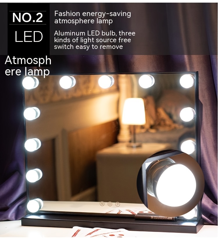 Specchio per il trucco con luci retroilluminate a LED da tavolo/da parete  per camerino e camera da letto 3 modalità di colore con dimmer Specchio di  Vanity dello specchio regolabile per il