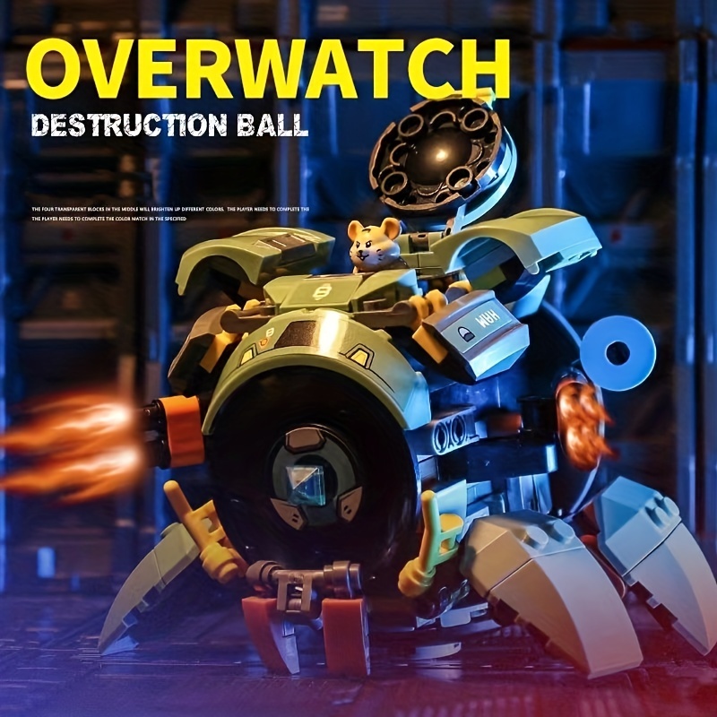Woodblock 12 Changes Overwatch Wrecking Ball Hamster Vanguard Mini Small Piece Assembly Toys Educational Girls For Children
