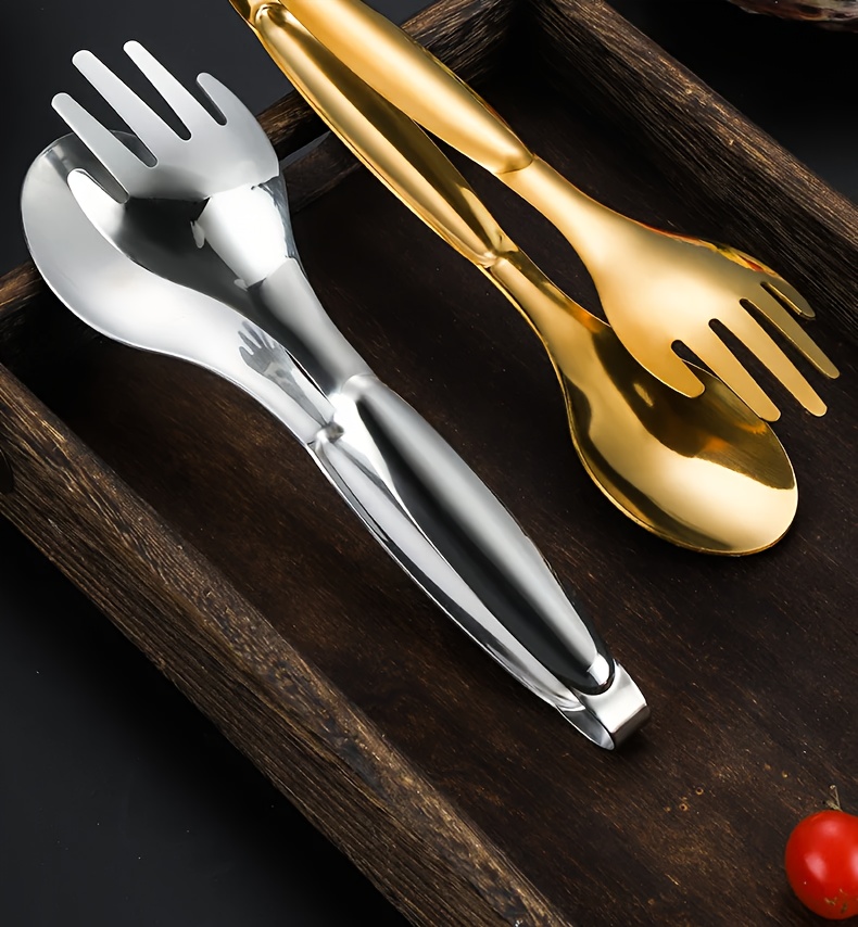 elegant gold plated stainless steel serving tongs   salads bread buffets   kitchen accessories details 1