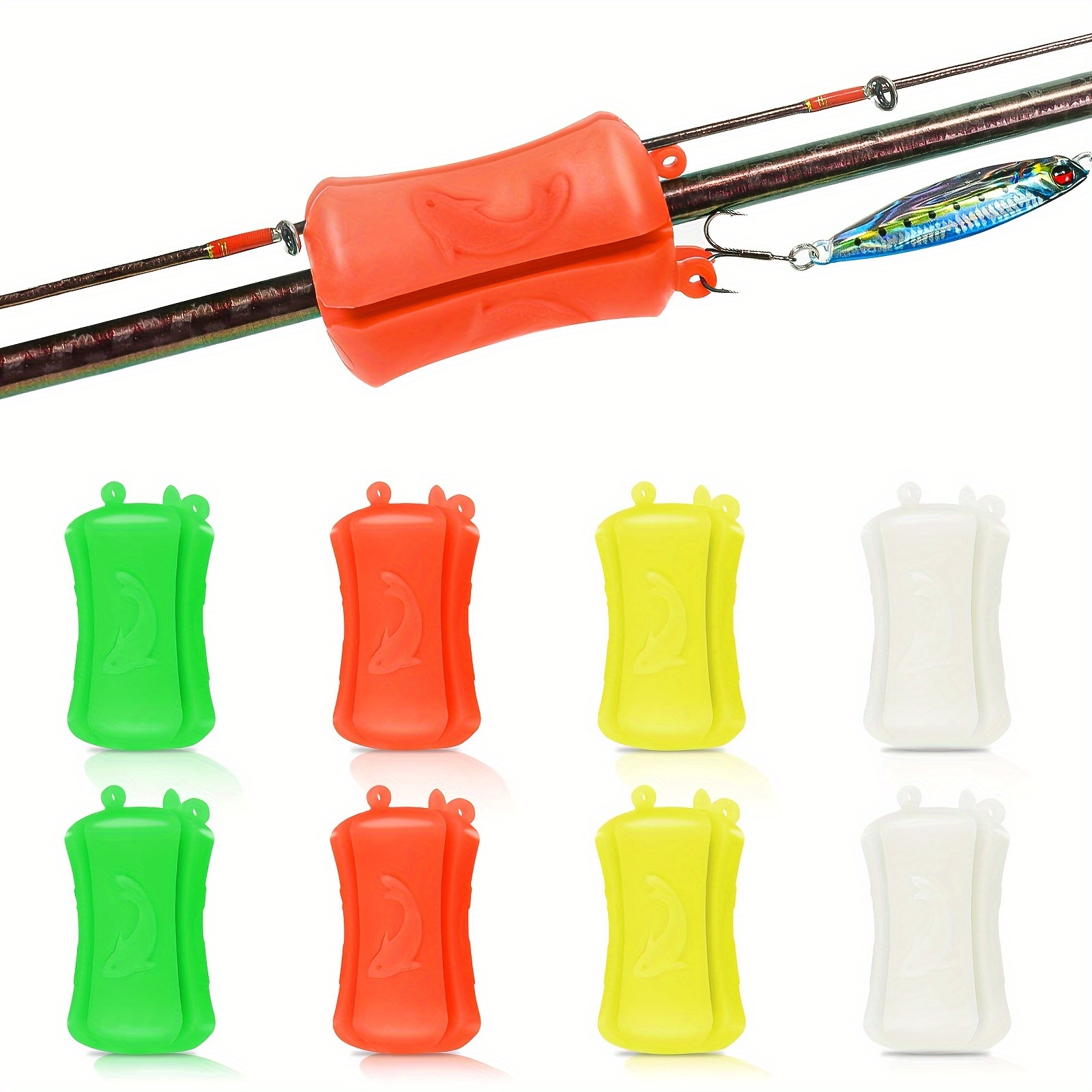 8pcs Portable Fishing Rod Fixed Ball, Silicone Fishing Rod Clip,  Multi-Function Reusable Wear Resistant Holder For Various Sizes Fishing Pole
