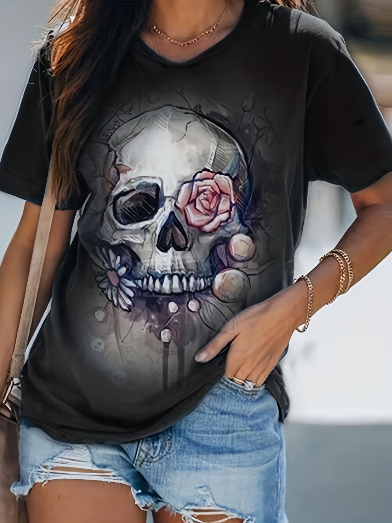 skull flower shirt