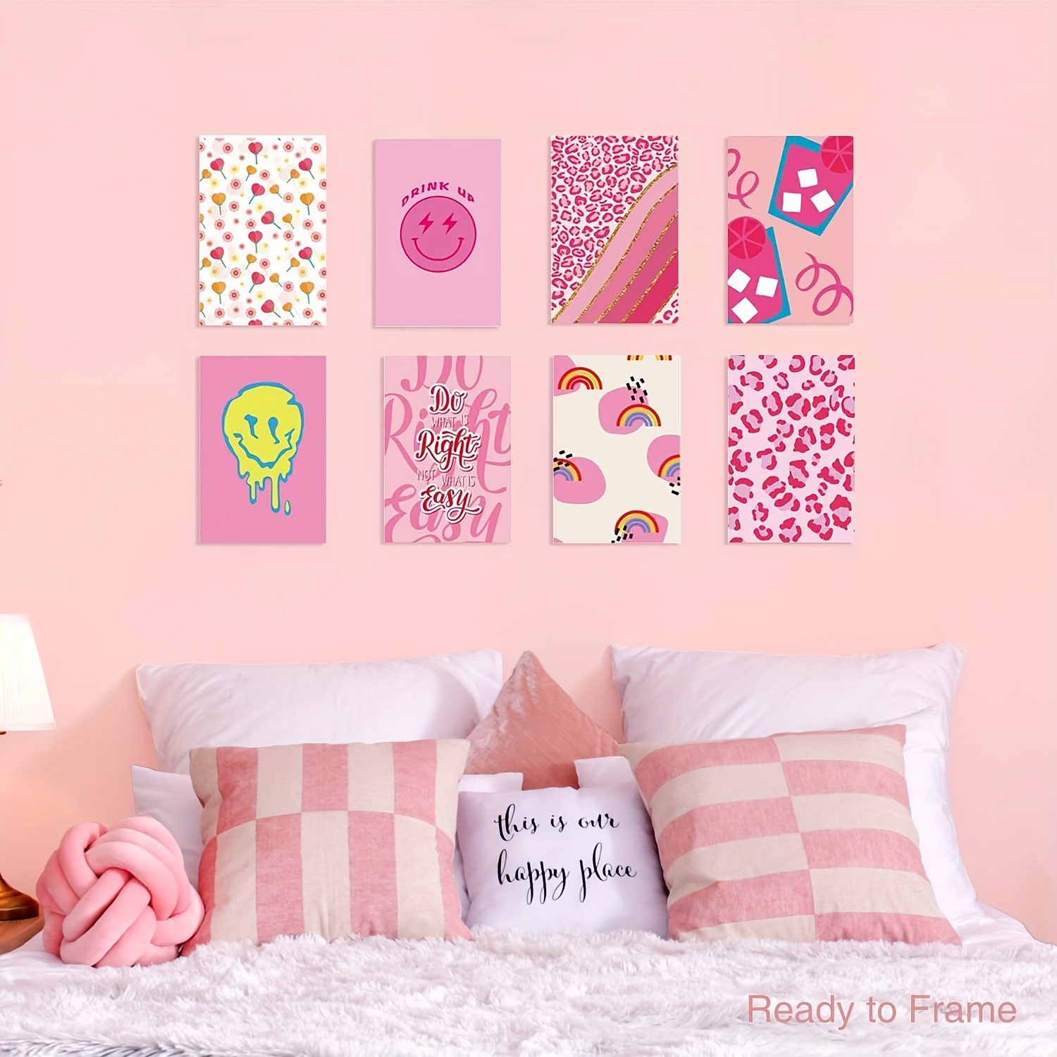 Funky Pink Preppy Aesthetic Wall Collage Kit, Preppy Room Decor